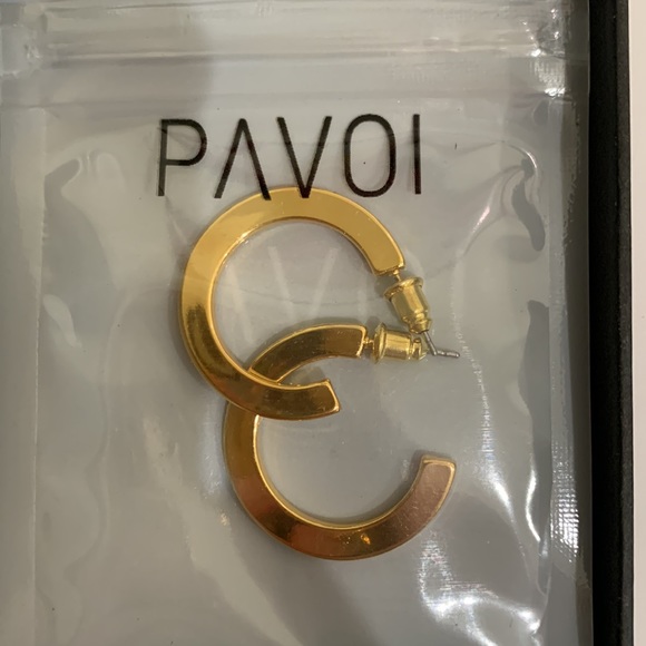 14K Gold-Plated Hoops - Picture 2 of 3